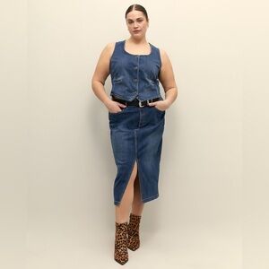 d/C vest Penningtons plus size 4X dark medium blue denim button front